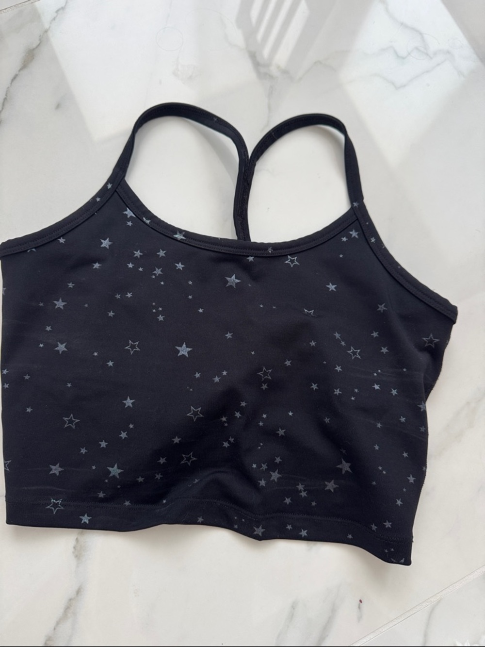 Beyond Yoga Black Star Print Cropped Tank